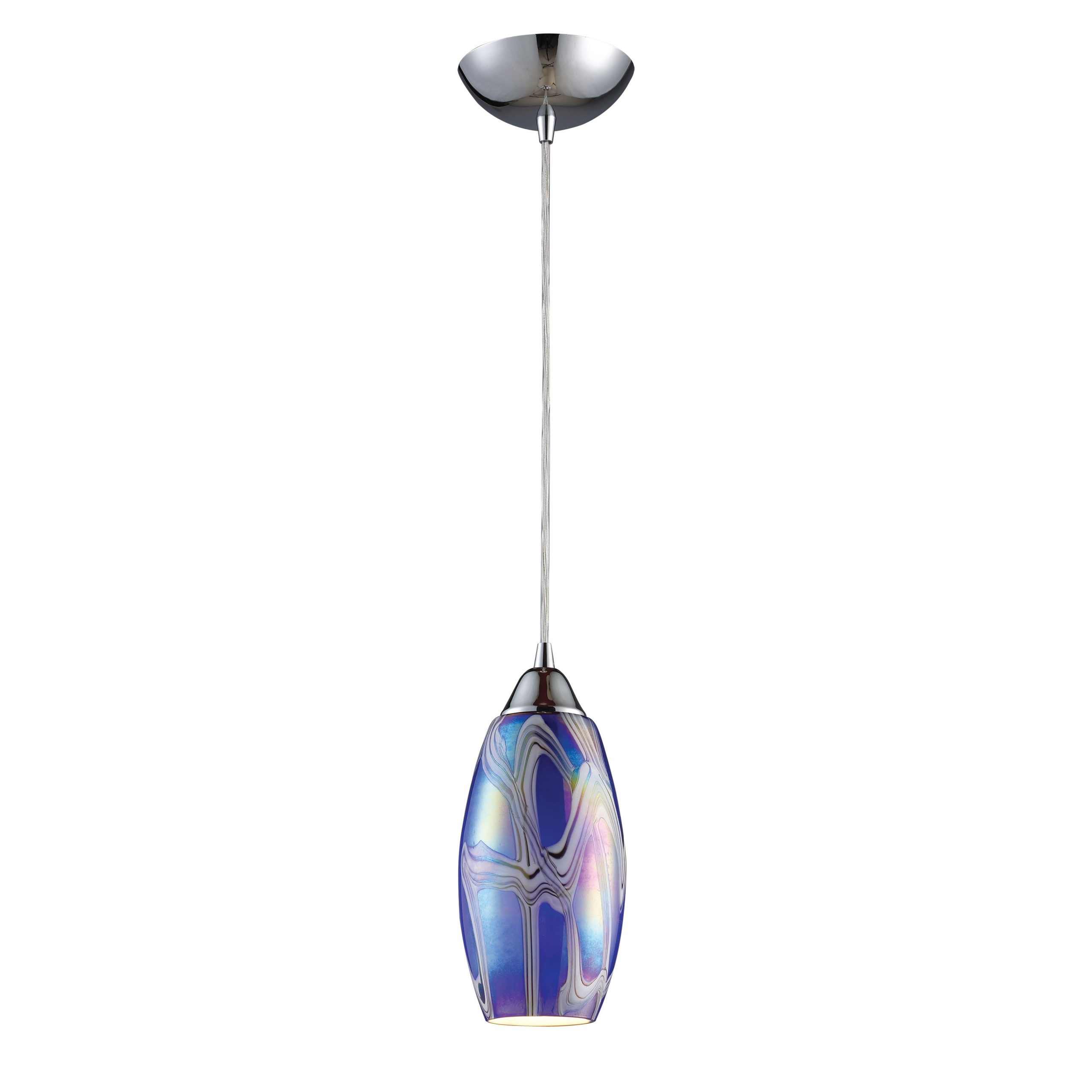 ELK SHOWROOM 10076/1SBI Iridescence 5” Wide 1-Light Pendant – Satin Nickel