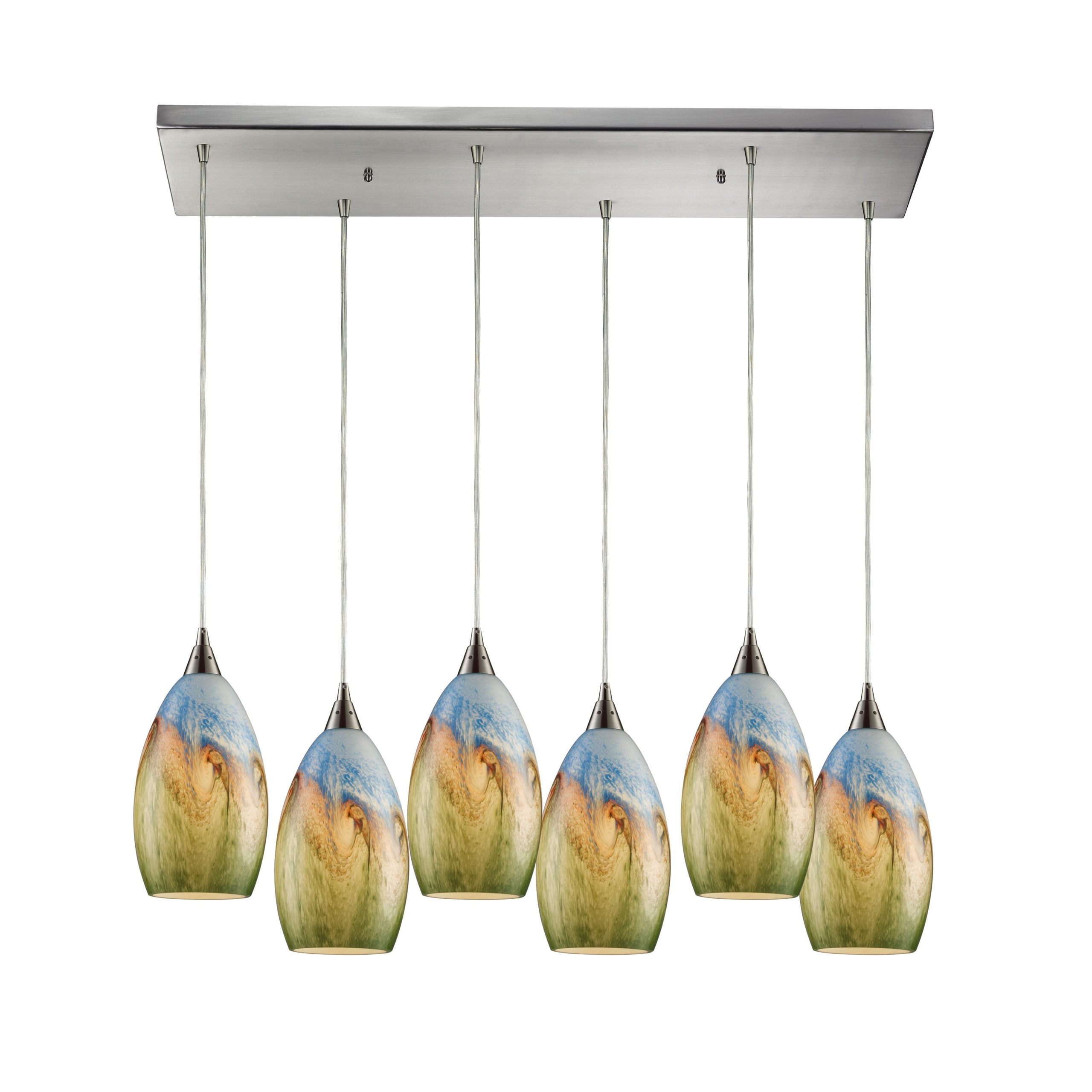 ELK SHOWROOM 10077/6RC Geologic 30” Wide 6-Light Pendant – Satin Nickel