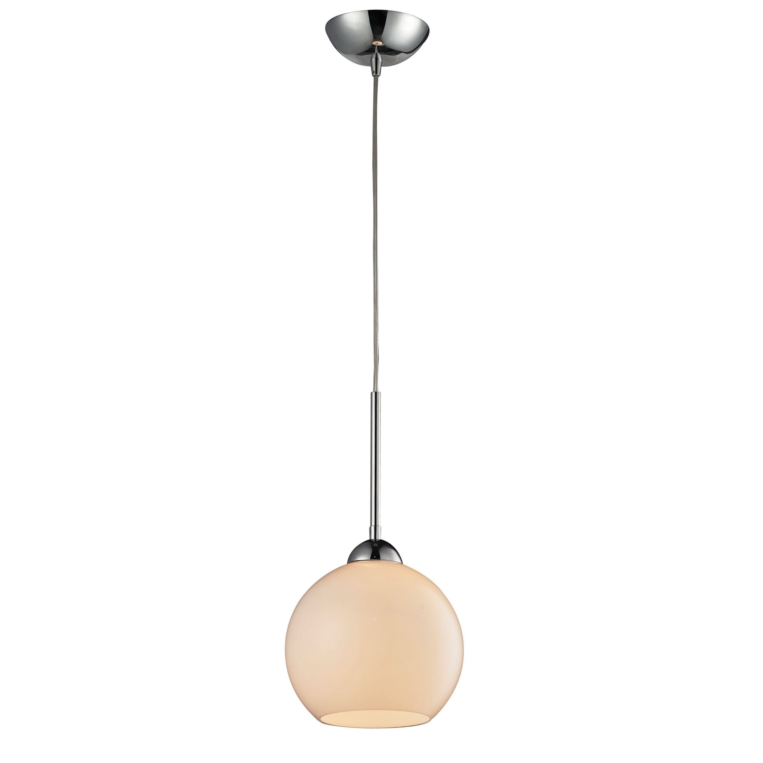 ELK SHOWROOM 10240/1WH Cassandra 8” Wide 1-Light Pendant – Polished Chrome