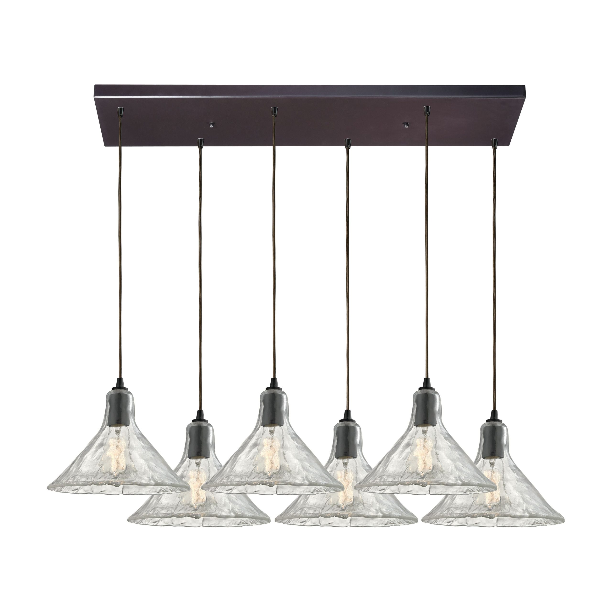 ELK SHOWROOM 10435/6RC Hand Formed Glass 30” Wide 6-Light Mini Pendant – Oil Rubbed Bronze