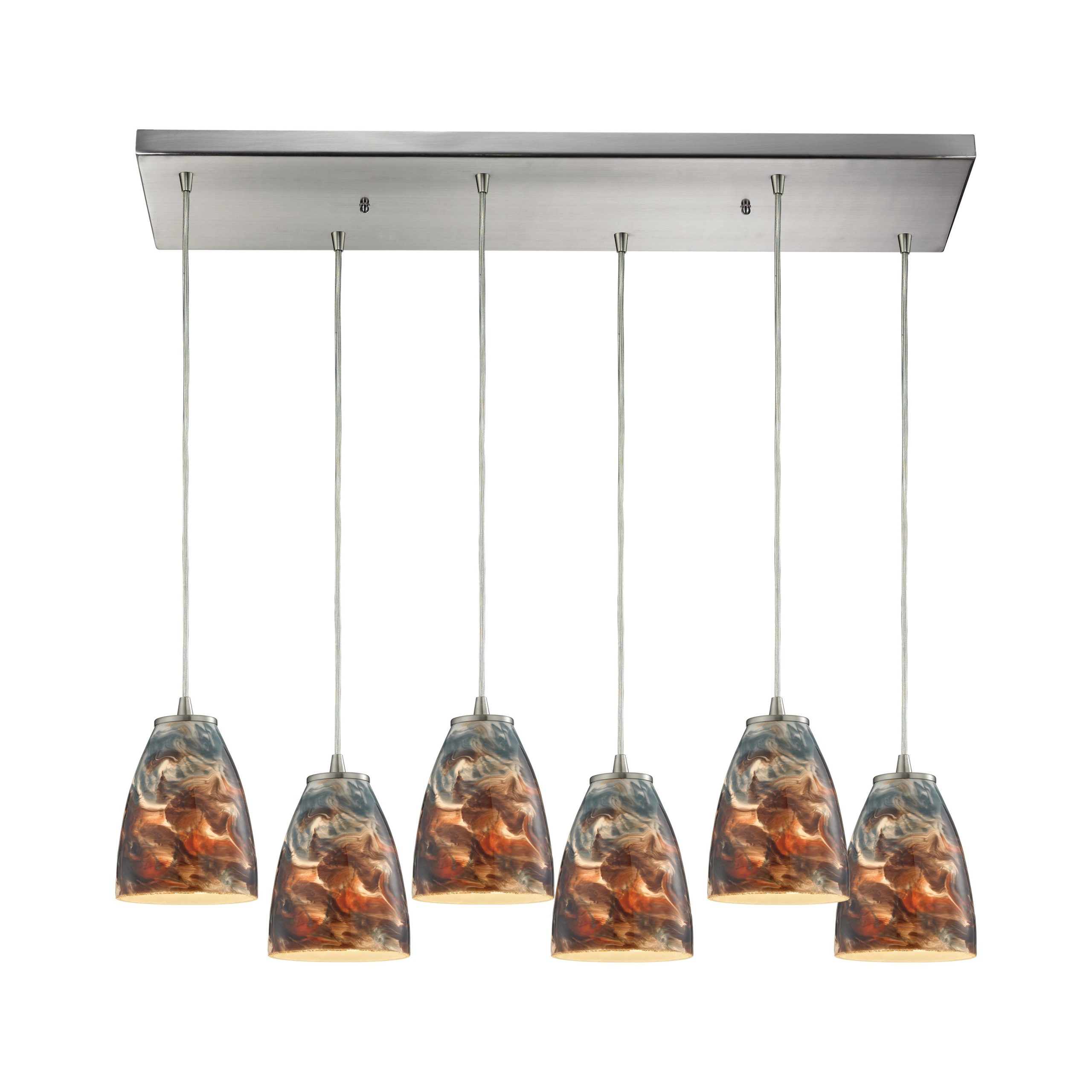 ELK SHOWROOM 10460/6RC-CS Abstractions 30” Wide 6-Light Pendant – Satin Nickel