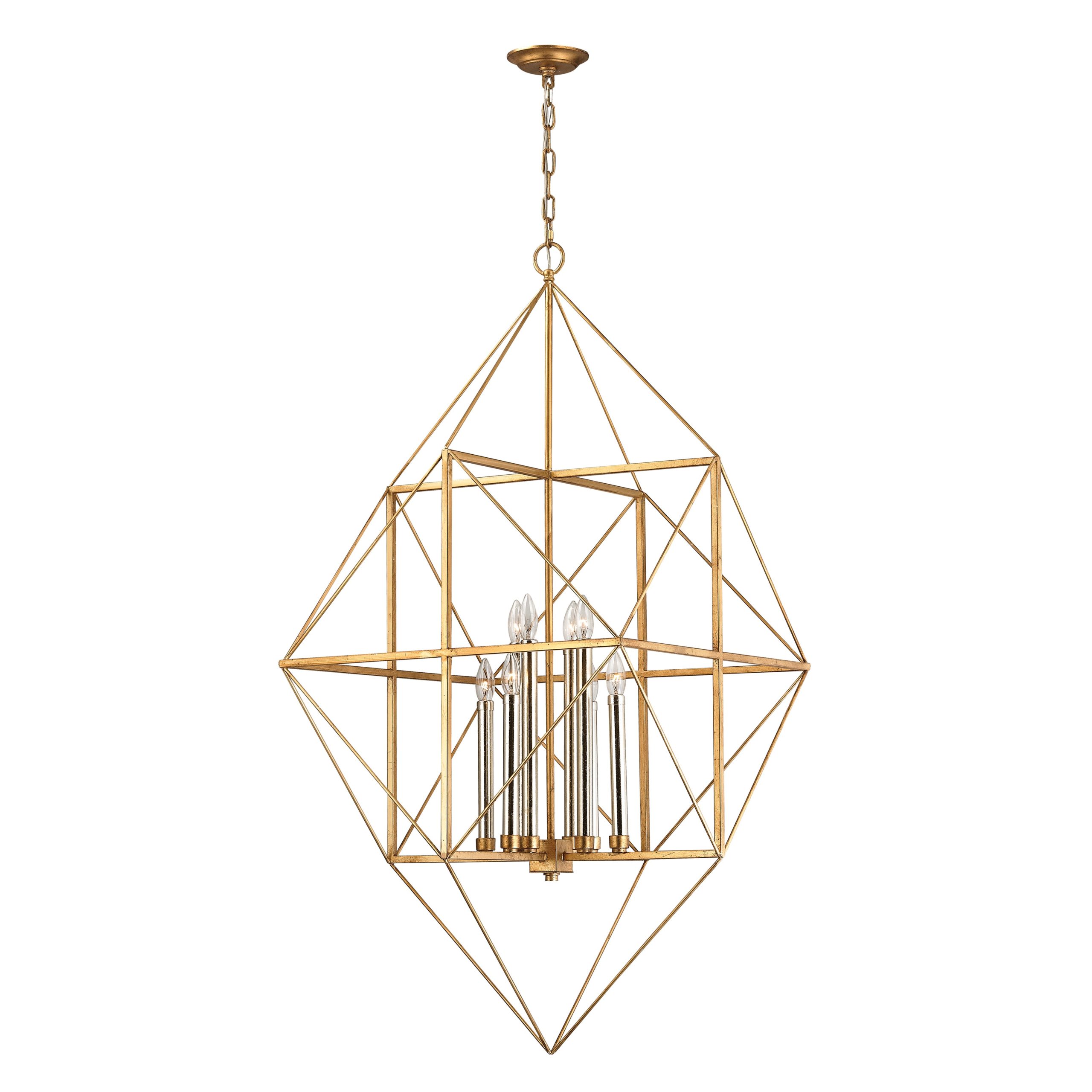 ELK SIGNATURE 1141-006 Connexions 24” Wide 8-Light Pendant – Gold Leaf