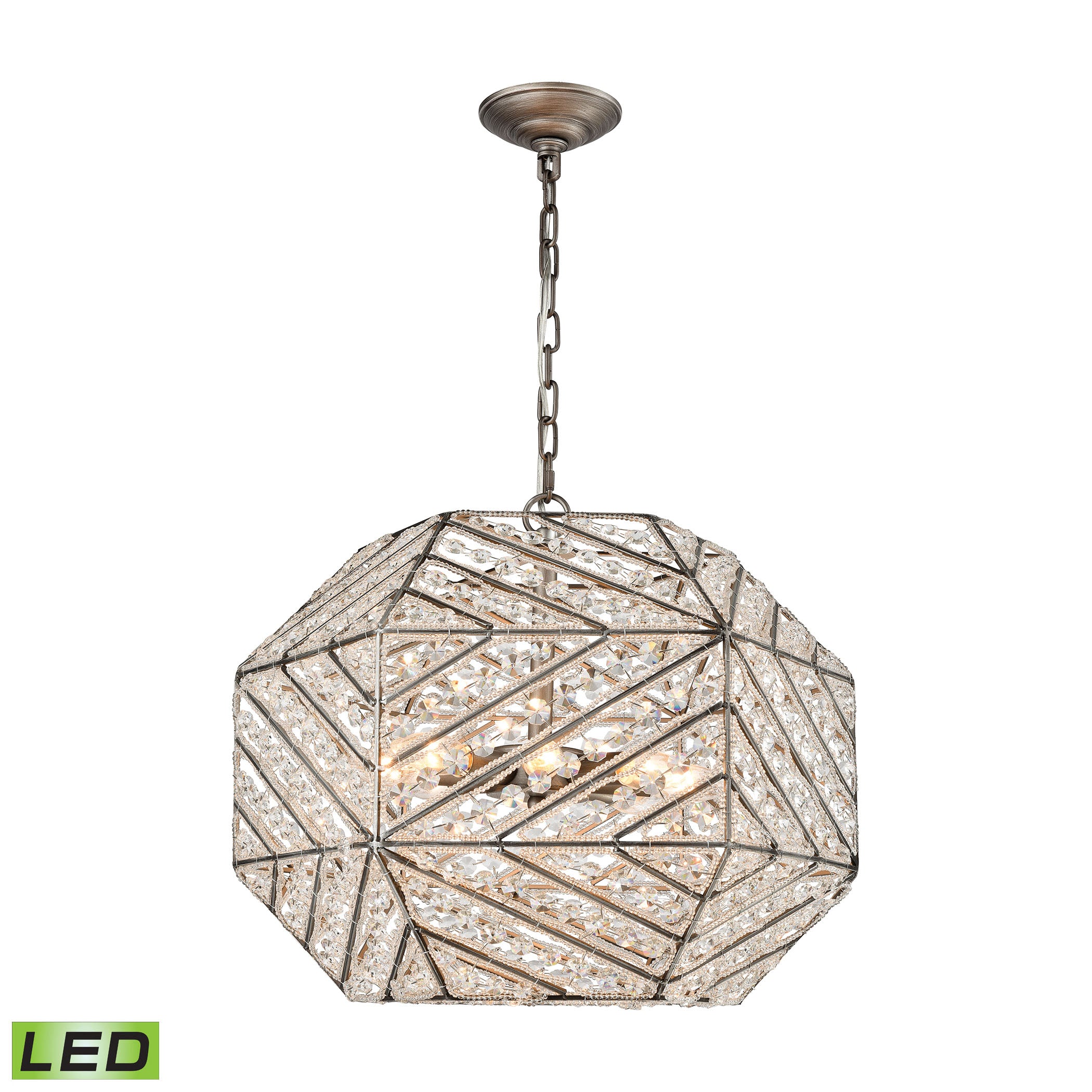 ELK SHOWROOM 11837/8-LED Constructs 20” Wide 8-Light Chandelier – Weathered Zinc