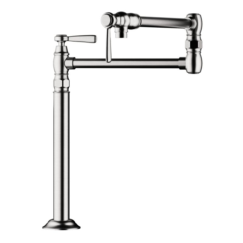 Axor 16860001 Montreux Deck Mounted Double-Jointed Pot Filler with 21-3/16″ Spout Reach Includes Cross and Lever Handles in Chrome