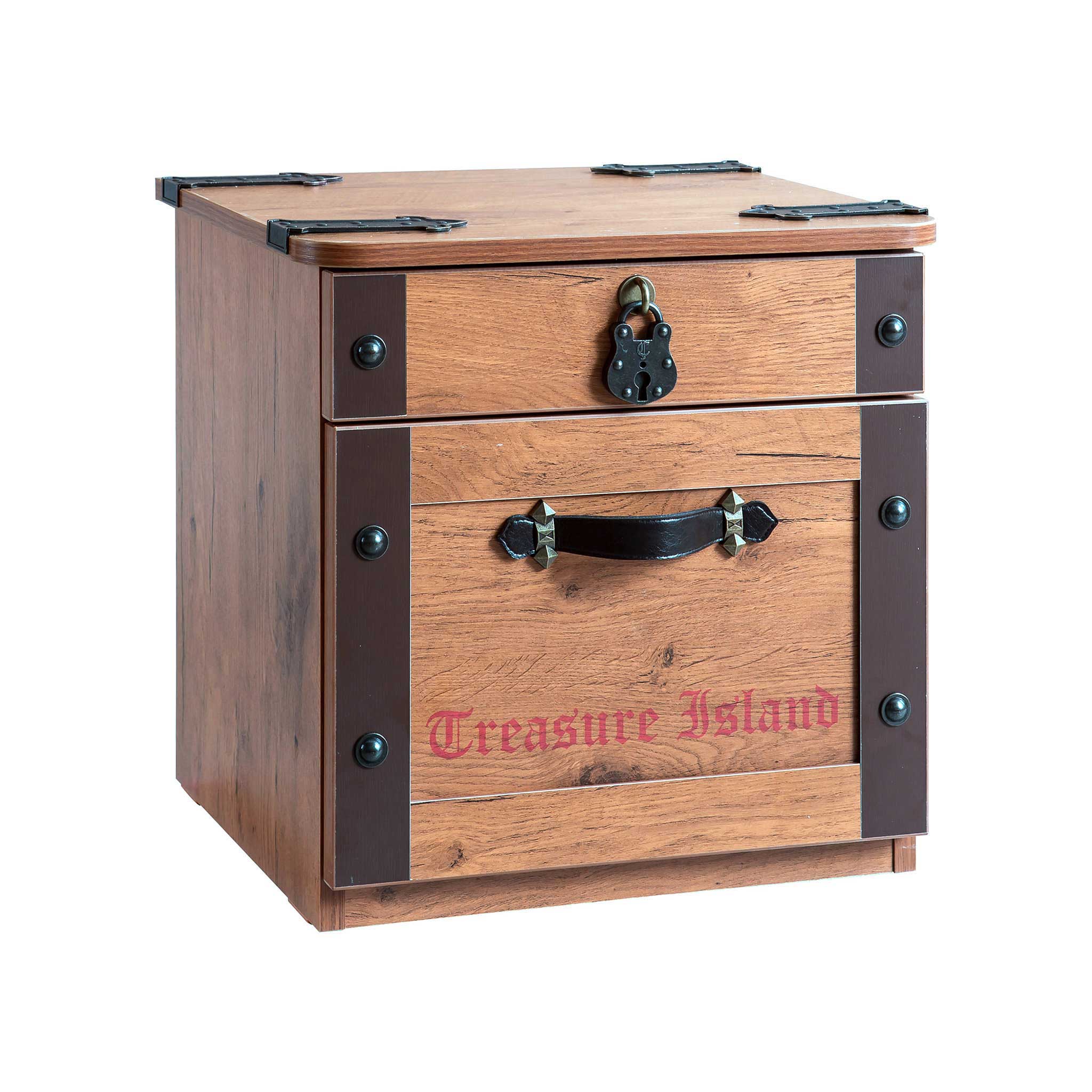 Pirate Nightstand With 2 Drawers And Leatherette Handles