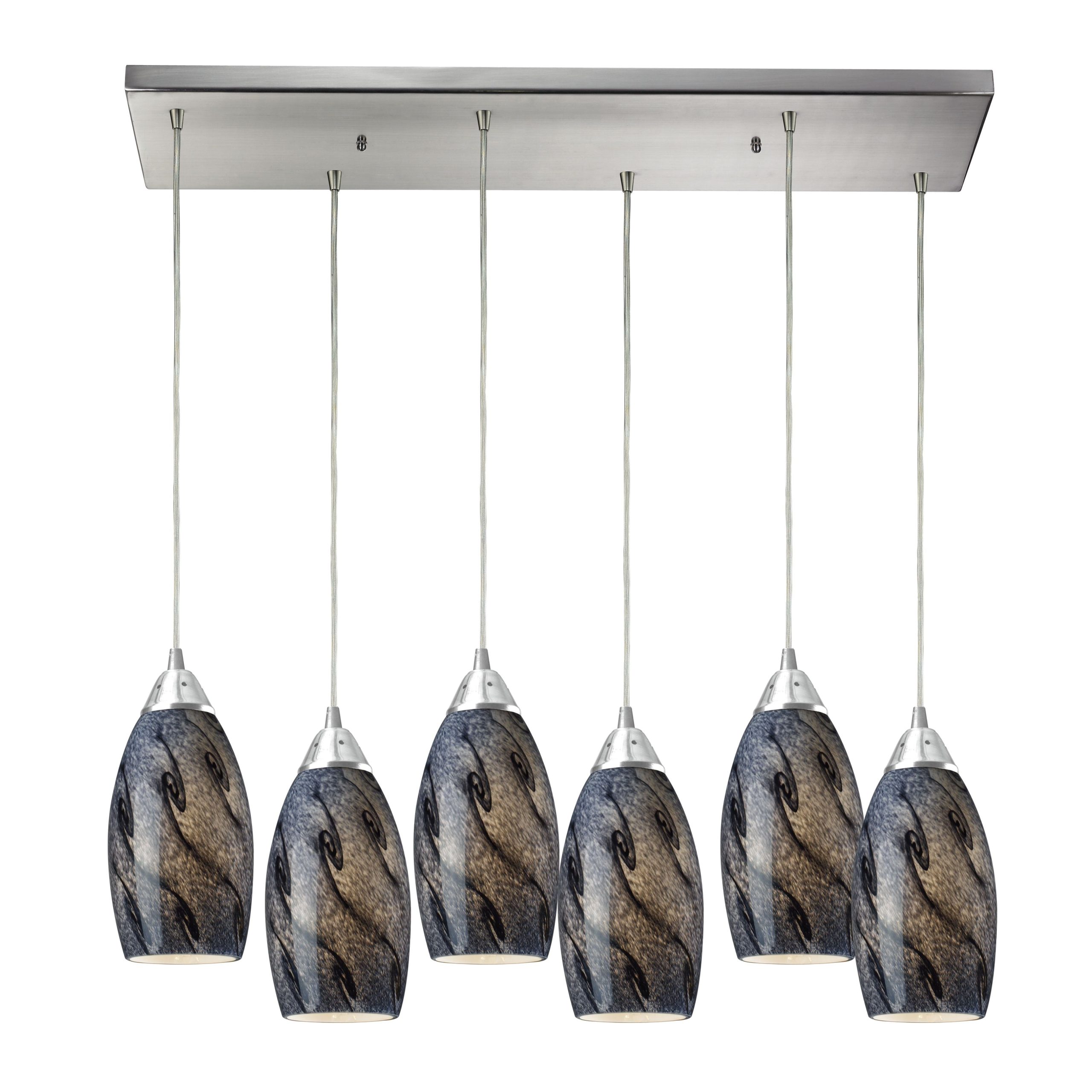 ELK SHOWROOM 20001/6RC-SG Galaxy 30” Wide 6-Light Pendant – Satin Nickel