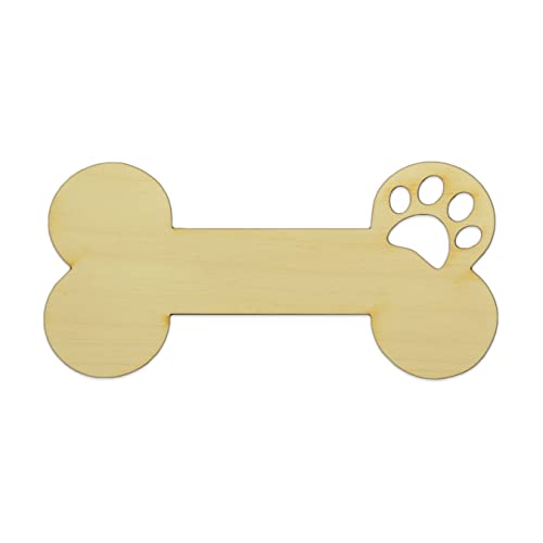 Unfinished Dog Bone Paw Wood Cutout Available in a Variety of Sizes and Thicknesses (1/4″ Thickness, Small 5″ x 2.5″ (Package of 10))