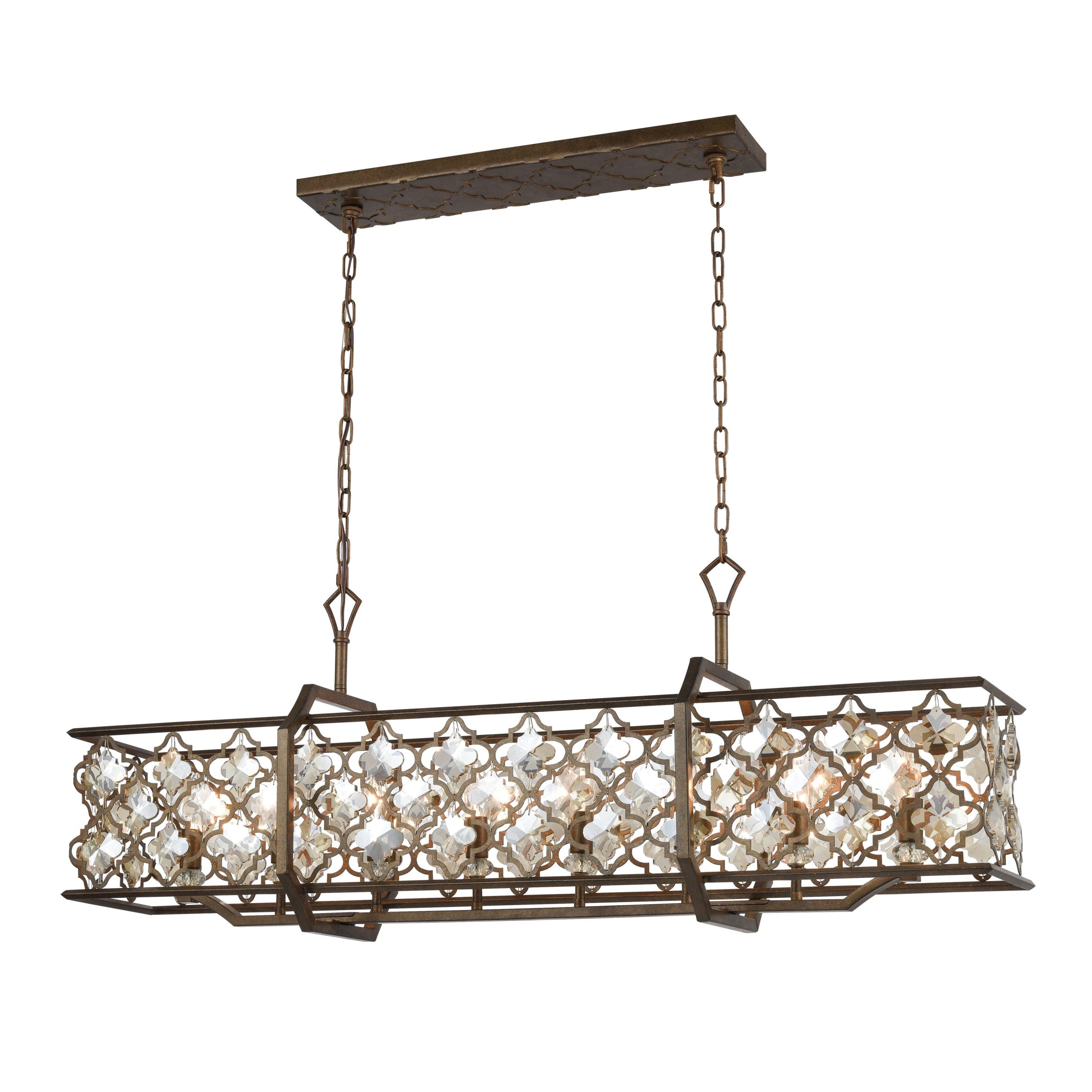 ELK SHOWROOM 31099/8 Armand 47” Wide 8-Light Linear Chandelier – Weathered Bronze