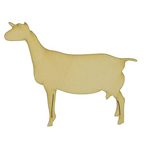 Unfinished Dairy Goat Wood Cutout Available in a Variety of Sizes and Thicknesses (1/8″ Thickness, Small 4″ x 3.312″ (Package of 10))