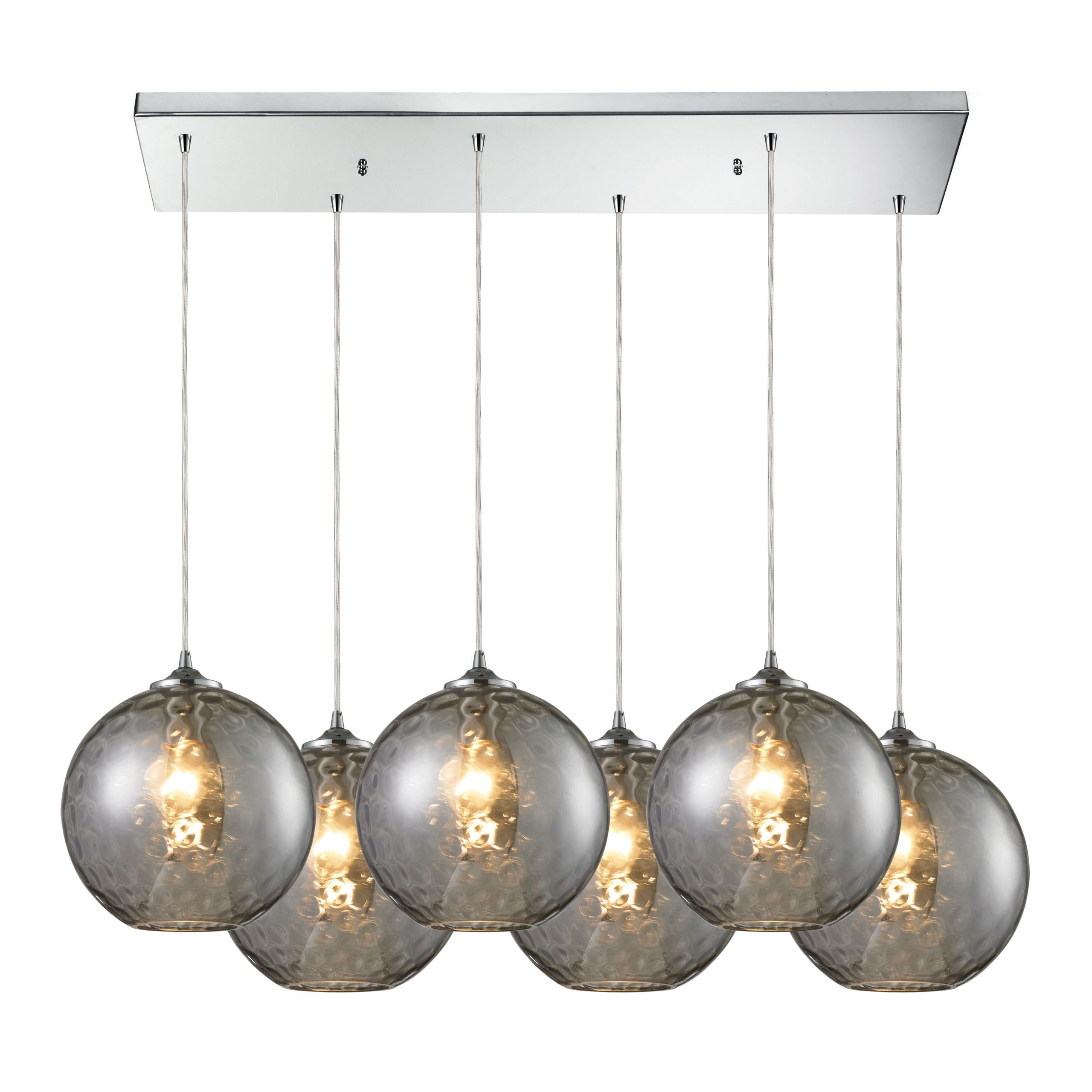 ELK SHOWROOM 31380/6RC-SMK Watersphere 33” Wide 6-Light Pendant – Polished Chrome with Smoke