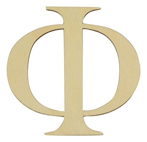 Unfinished Greek Letter Phi Wood Cutout, Available in a Variety of Sizes and Thicknesses (6″ Tall, 1/4″ Thick Baltic Birch Plywood)