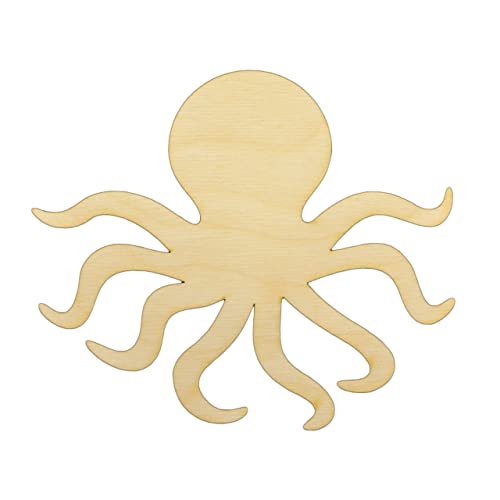 Unfinished Octopus Wood Cutout Available in a Variety of Sizes and Thicknesses (1/8″ Thickness, Jumbo 18″ x 15.25″ (Sold Individually))