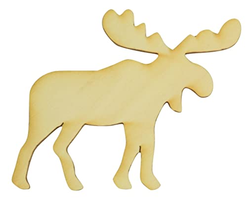 Unfinished Moose Wood Cutout (1/8″ Thickness, Small 4″ x 3.5″ (Package of 10))