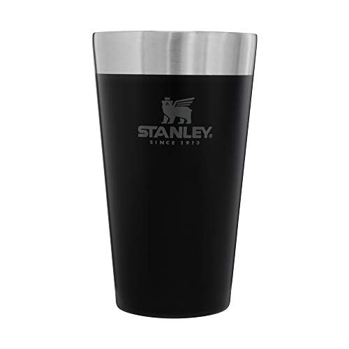 STANLEY Adventure Inulsated Stacking Beer Pint Glass, 16oz Stainless Steel Double Wall Rugged Metal Drinking Tumbler (Matte Black)