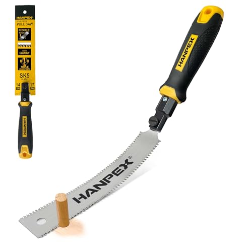 Hanpex Mini Japanese Hand Saw 7″ Double Edge Pull Saw, SK5 Flush Cut Woodworking Hand Saw- Flexible Blade – 14 TPI / 17 TPI