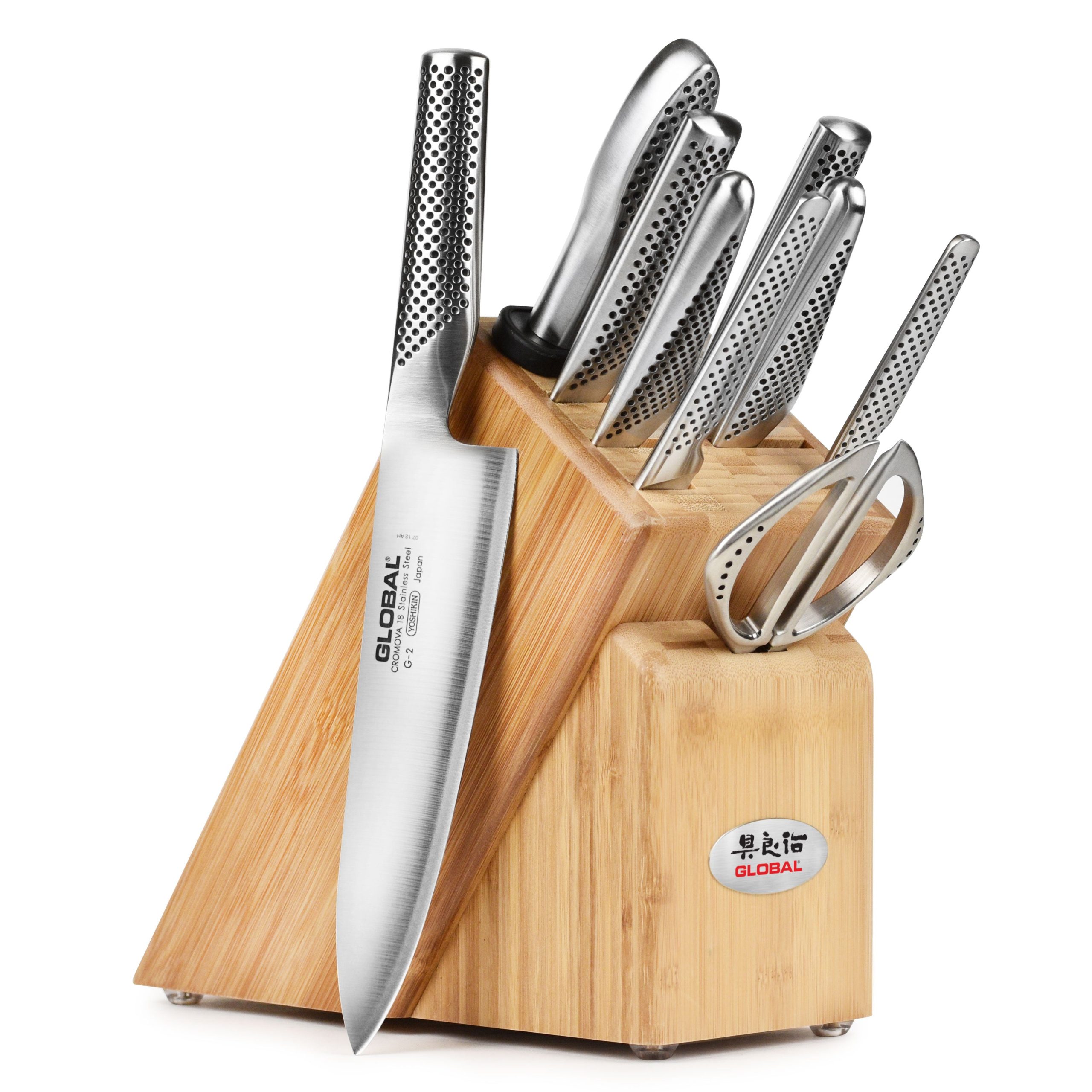 Global 10 Piece Bamboo Knife Block Set