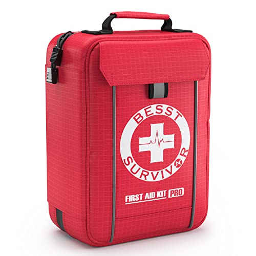 Comprehensive First Aid Kits -Labeled Compartments Trauma Kits, Compact Emergency Kits for Car, Boats, Camping, Hurricanes and Outdoor Emergencies,