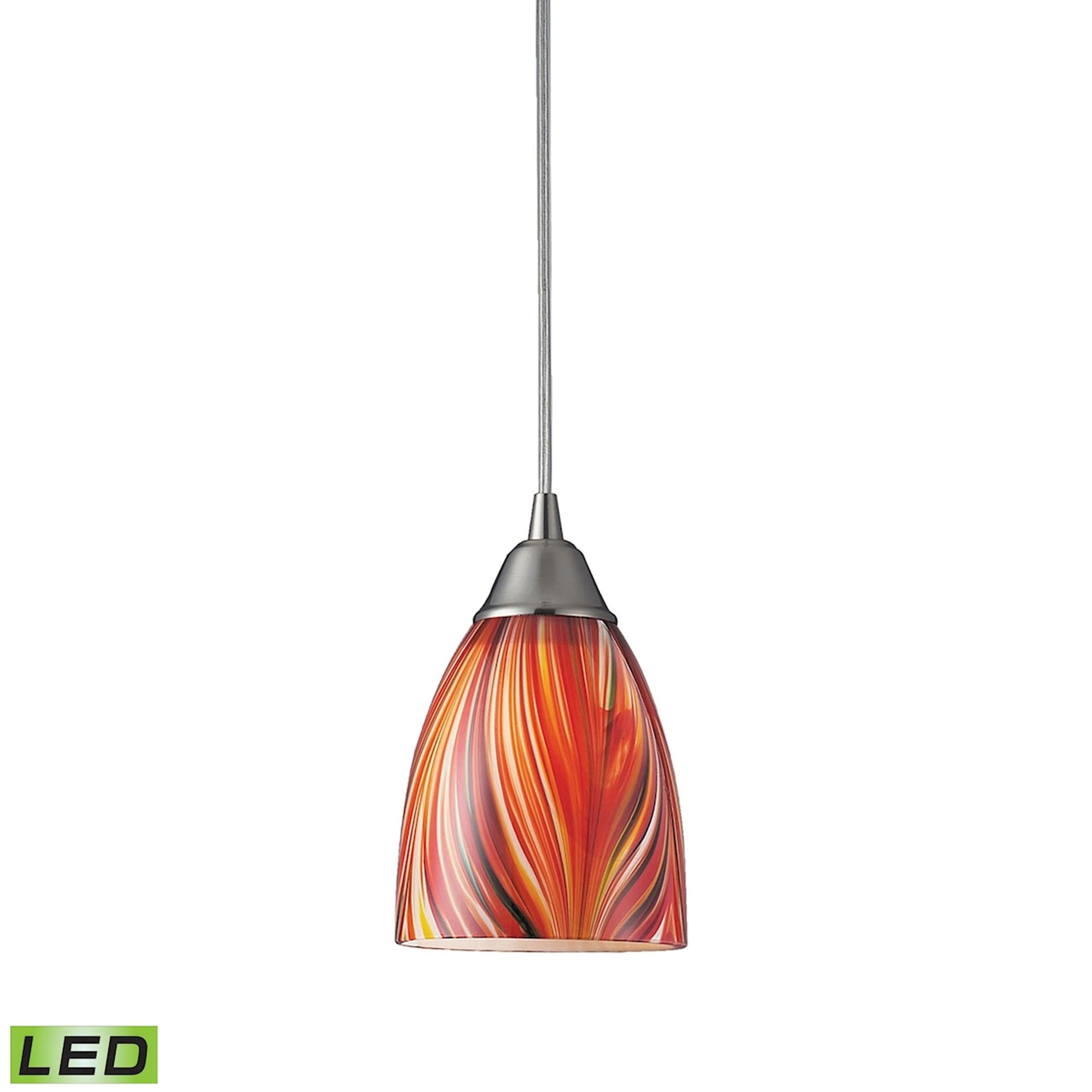 ELK SHOWROOM 416-1M-LED Arco Baleno 5” Wide 1-Light Pendant – Satin Nickel with Multicolor Glass (LED)