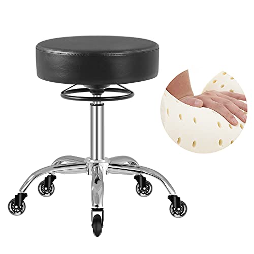 Mineloff Rolling Stool with Wheels 400lbs Weight Capacity,Heavy Duty Lash Chair Adjustable for Tatoo Lab Massage Salon Spa Drafting Nail Teach,360