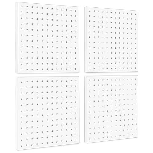 BELLO YON 4Pcs Pegboard, Peg Board, Pegboard Wall Organizer Panels Accessories, Mount Display Pegboard Kits, Metal Pegboard for Walls Garage Craft