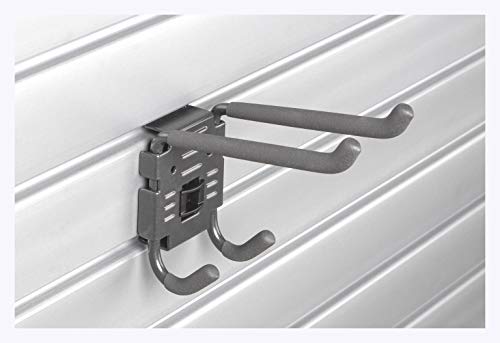 HandiWall Double Utility Hook with Locking Bracket for Tool Storage on Garage Slatwall Panels