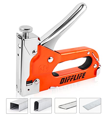 DIFFLIFE Staple Gun Heavy Duty, YEAHOME 4-in-1 Stapler Gun with 2400 Staples, Manual Brad Nailer Power Adjustment Stapler Gun for Wood, Crafts,