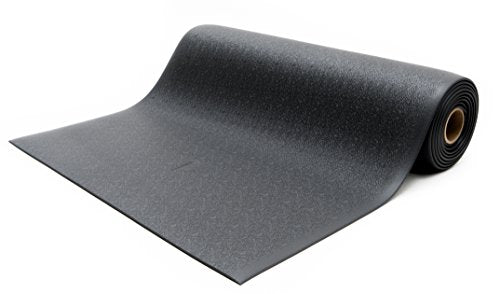 Bertech Anti Fatigue Floor Mat (Made in USA), 3 Feet Wide x 10 Feet Long x 3/8 Inches Thick, Textured Pattern Top, Black, RoHS and REACH Compliant