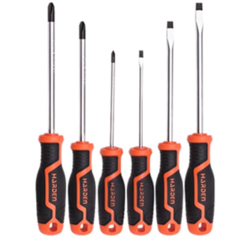 Edward Tools Harden PRO Magnetic Screwdriver Set of 6 Screwdrivers – 3 Slotted / 3 Phillips – Magnetized Heavy Duty CRV Tight Bite Non Rust Tips –