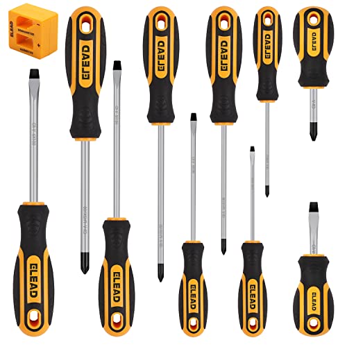 11PCS Screwdriver Set 5 Phillips and 5 Slotted Tips magnetic screwdriver set screw driver work on small screws as well as large. Magnetizer