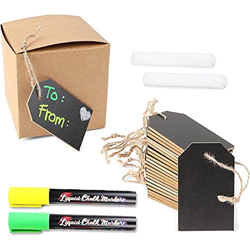 Bright Creations Chalkboard Tags with Liquid Chalk Markers, String and Chalk (24 Pieces)