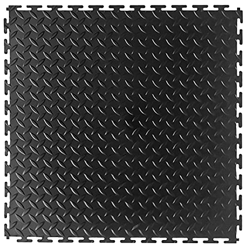 VersaTex Garage Floor 18 x 18 inch Square Rubber Diamond Plate Interlocking Floor Tiles for Home Gym, Garage Flooring, Trade Show Flooring, Basement