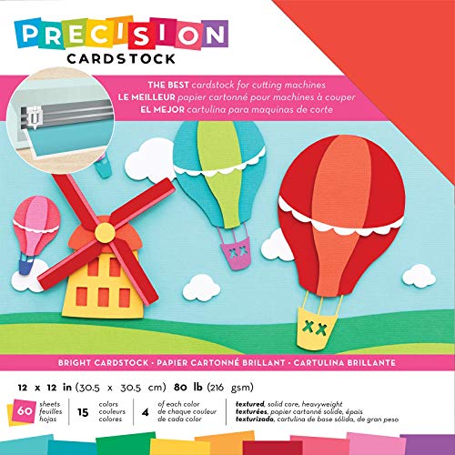 American Crafts Precision Cardstock Pack 80lb 12″X12″ 60/Pkg-Bright/Textured