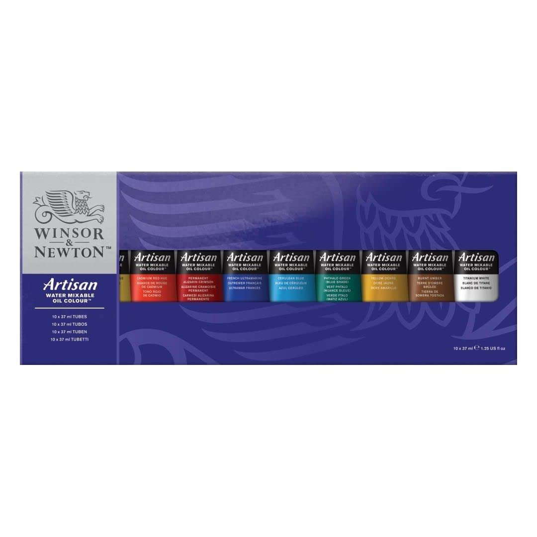 Winsor & Newton Artisan Water Mixable Oil Color Paint Set, 1.25-oz (37ml) Tubes, Set of 10