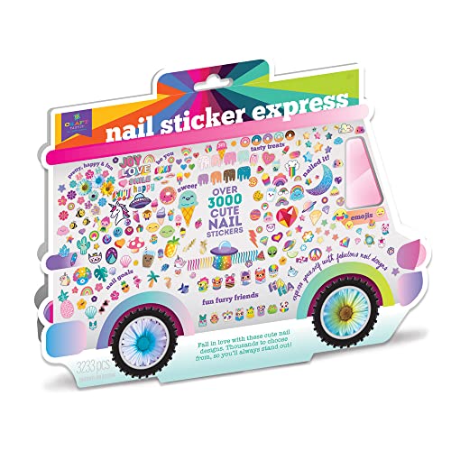 Craft-tastic — Nail Sticker Express — Nail Art Kit — Regular, Gold Foil, & Glitter Stickers — Ages 8+