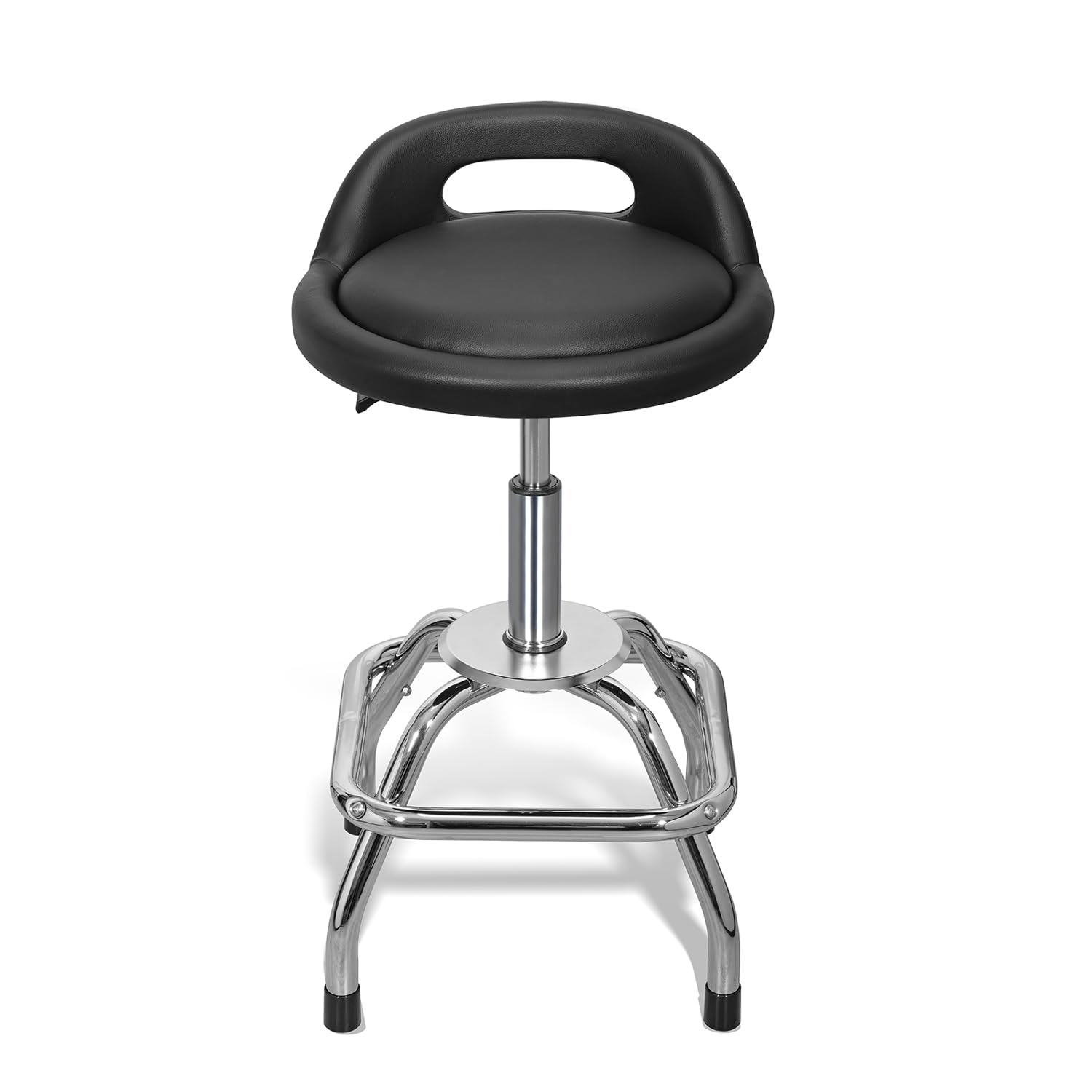 TYPE S TOURING ITEMS Shop Stool Garage Bar Stool, PU Leather Round Rolling Stool with Padding and Lumbar Support, Swivel Adjustable Height Stool –