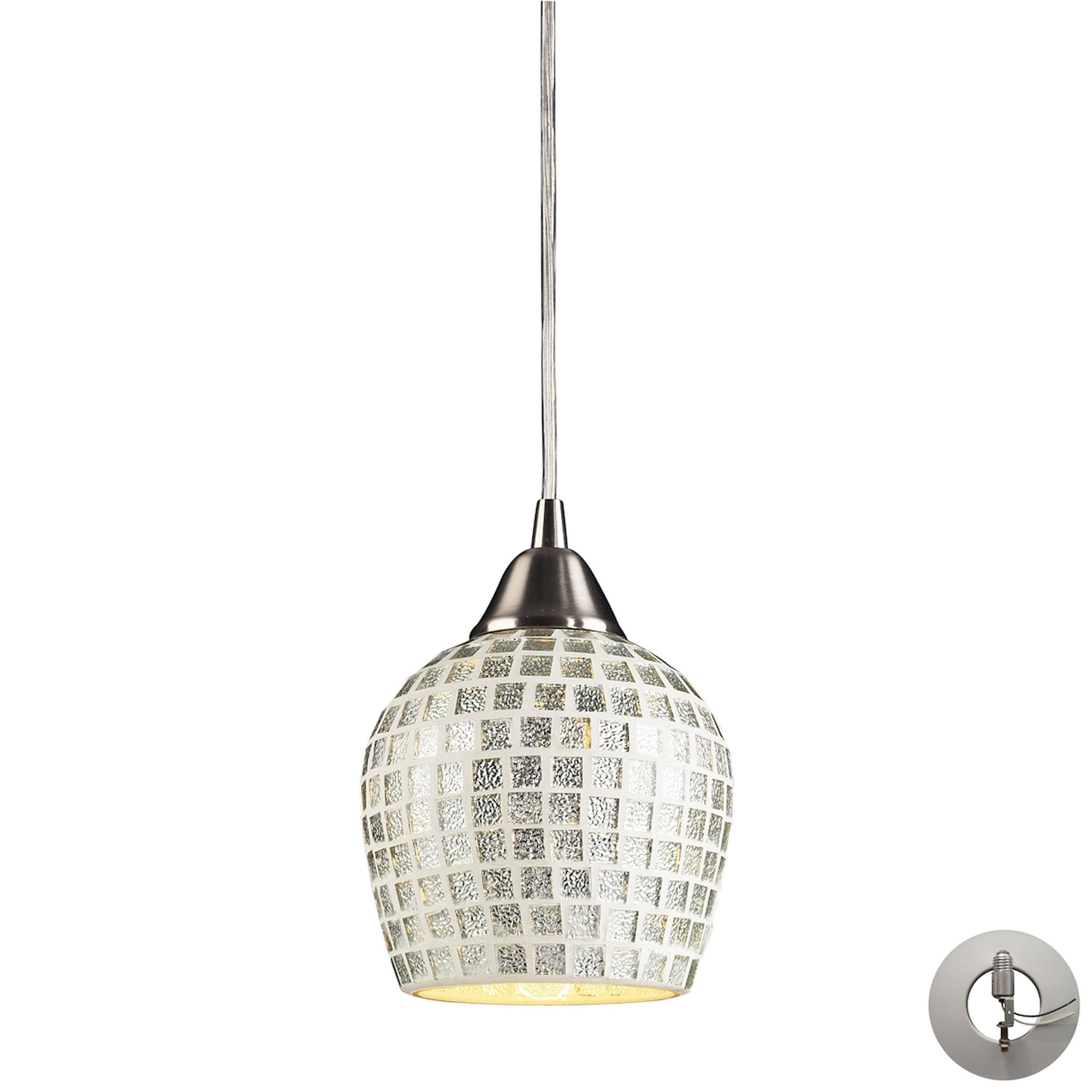 ELK SHOWROOM 528-1SLV-LA Fusion 5” Wide 1-Light Pendant – Satin Nickel with Silver Mosaic (Includes Adapter Kit)