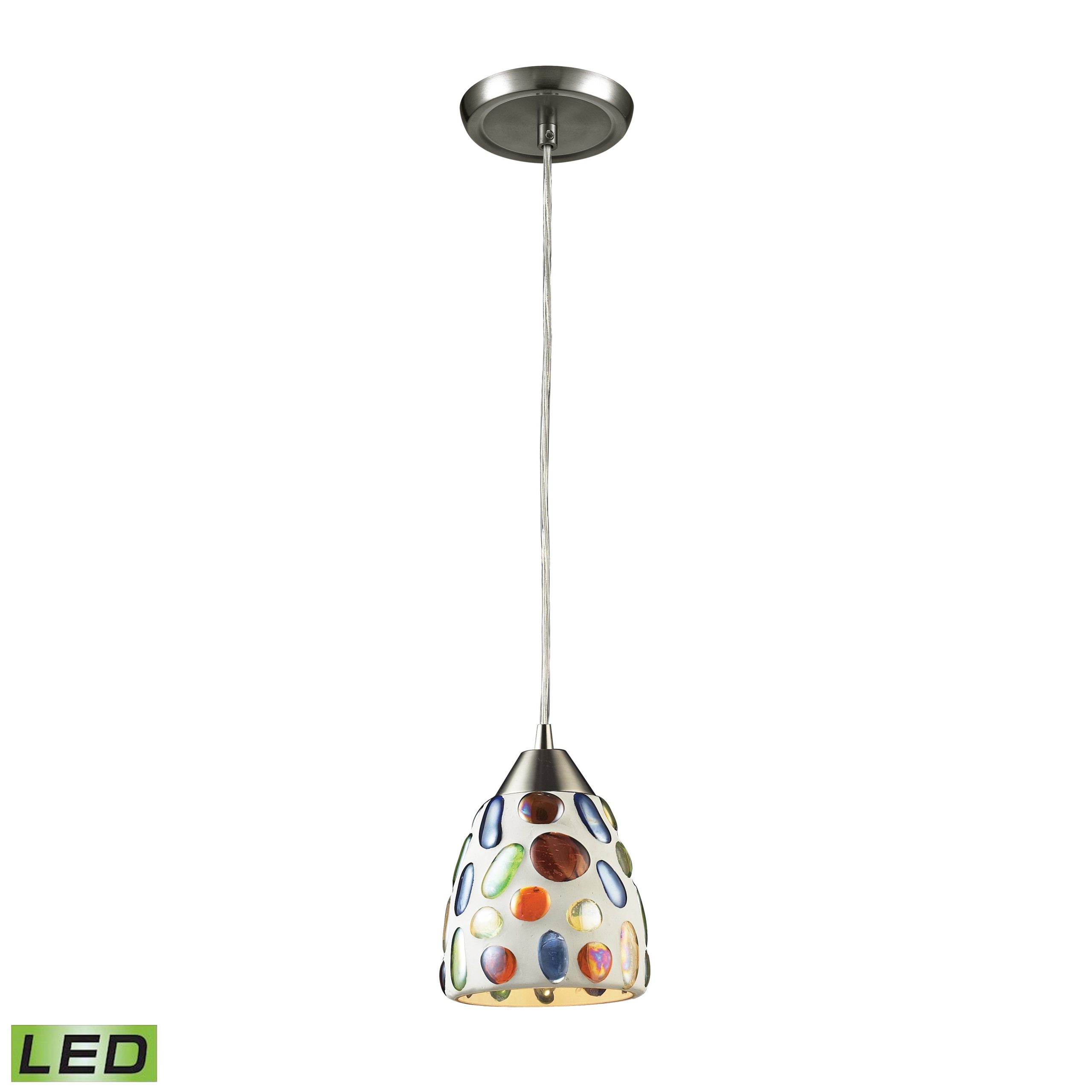 ELK SHOWROOM 542-1-LED Gemstone 6” Wide 1-Light Pendant – Satin Nickel (LED)