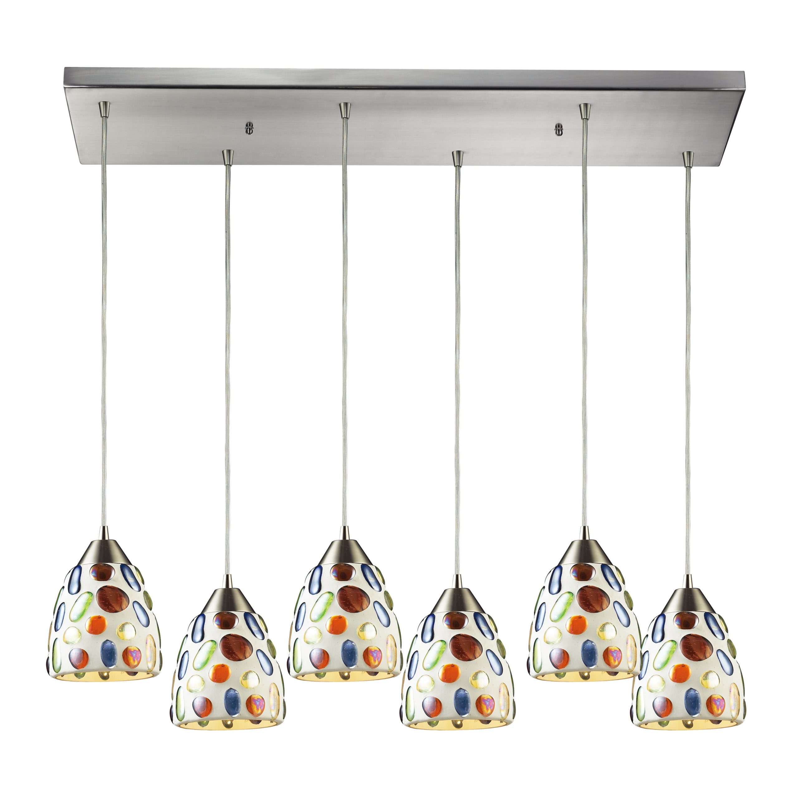 ELK SHOWROOM 542-6RC Gemstone 30” Wide 6-Light Pendant – Satin Nickel