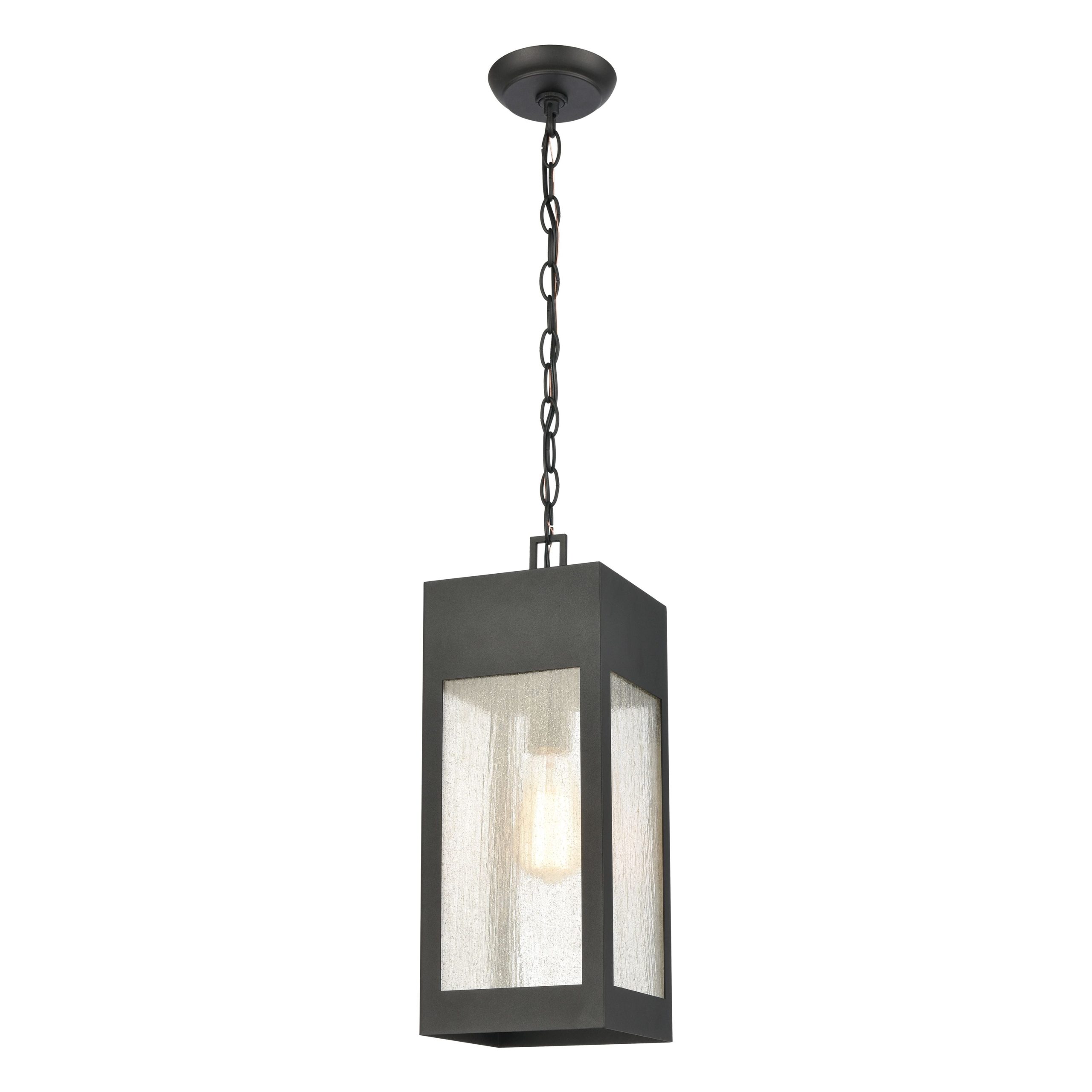 ELK SHOWROOM 57303/1 Angus 7” Wide 1-Light Outdoor Pendant – Charcoal