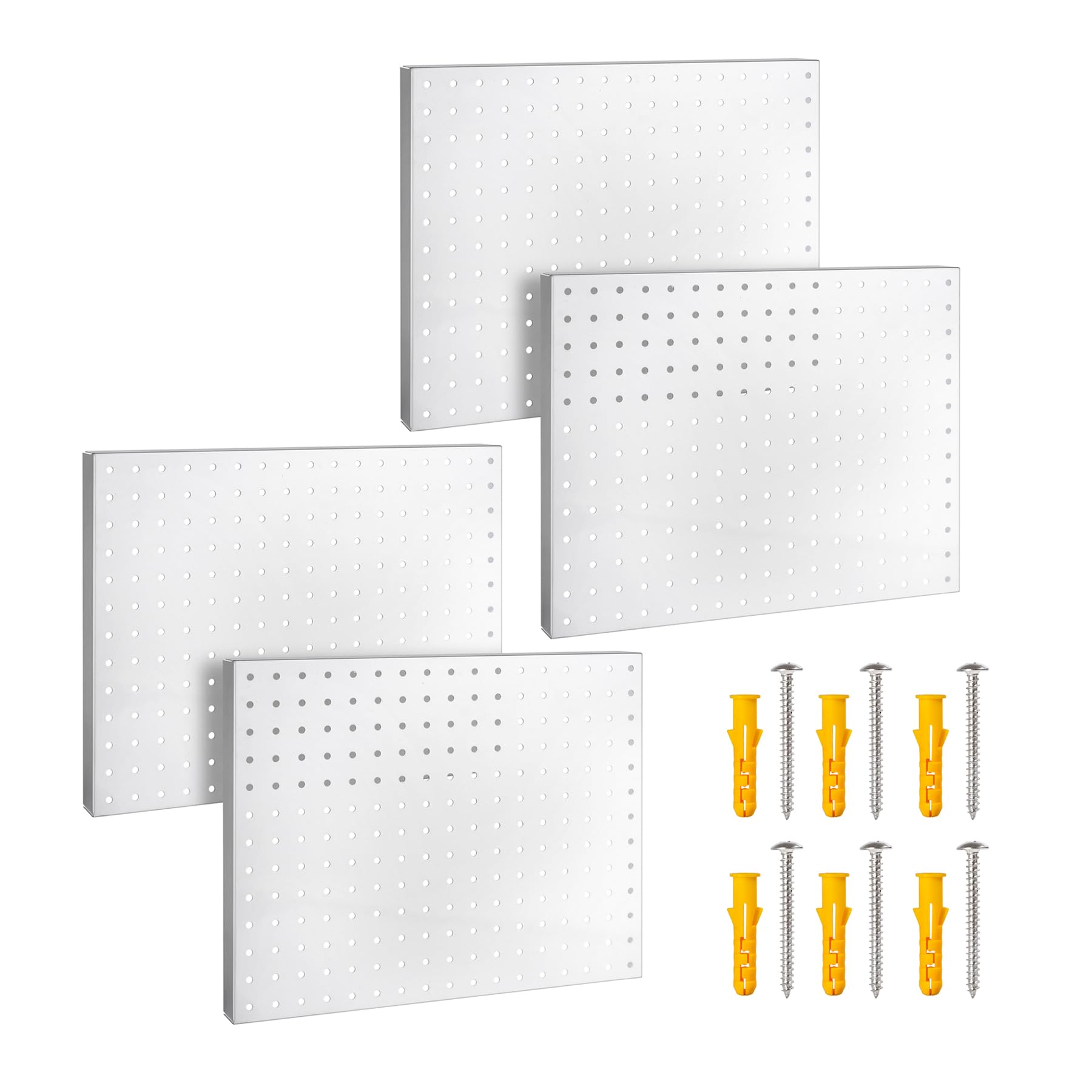 Heavy Duty Metal Pegboard Organizer – Wall Storage Steel Peg Board Panels Set 1/4 inch Round Holes 17″x13″ 4 Pack Garage Craft Tool Display Hanging