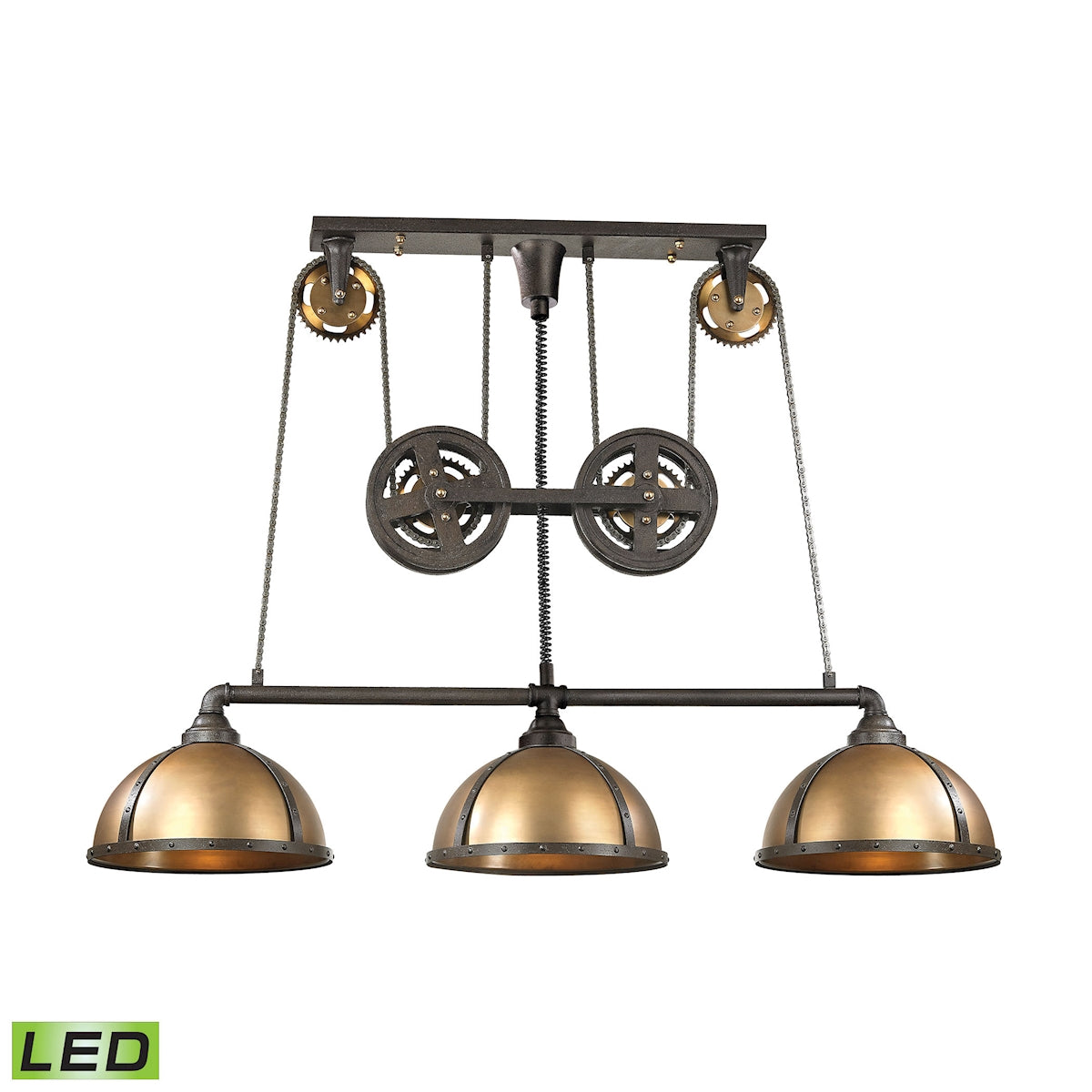 ELK SHOWROOM 65152/3-LED Torque 62” Wide 3-Light Linear Chandelier – Vintage Rust