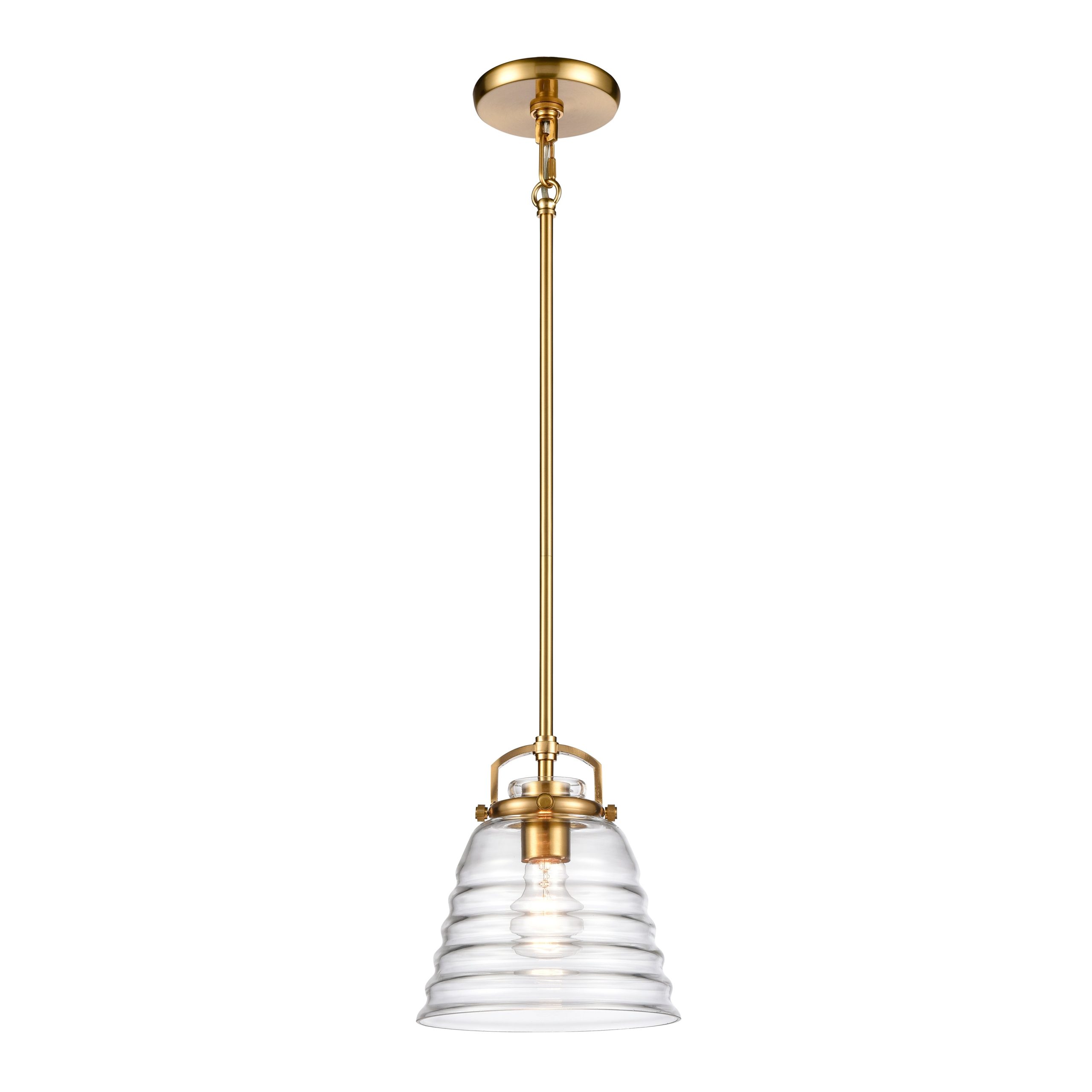 ELK SHOWROOM 67885/1 Current 8” Wide 1-Light Pendant – Satin Brass