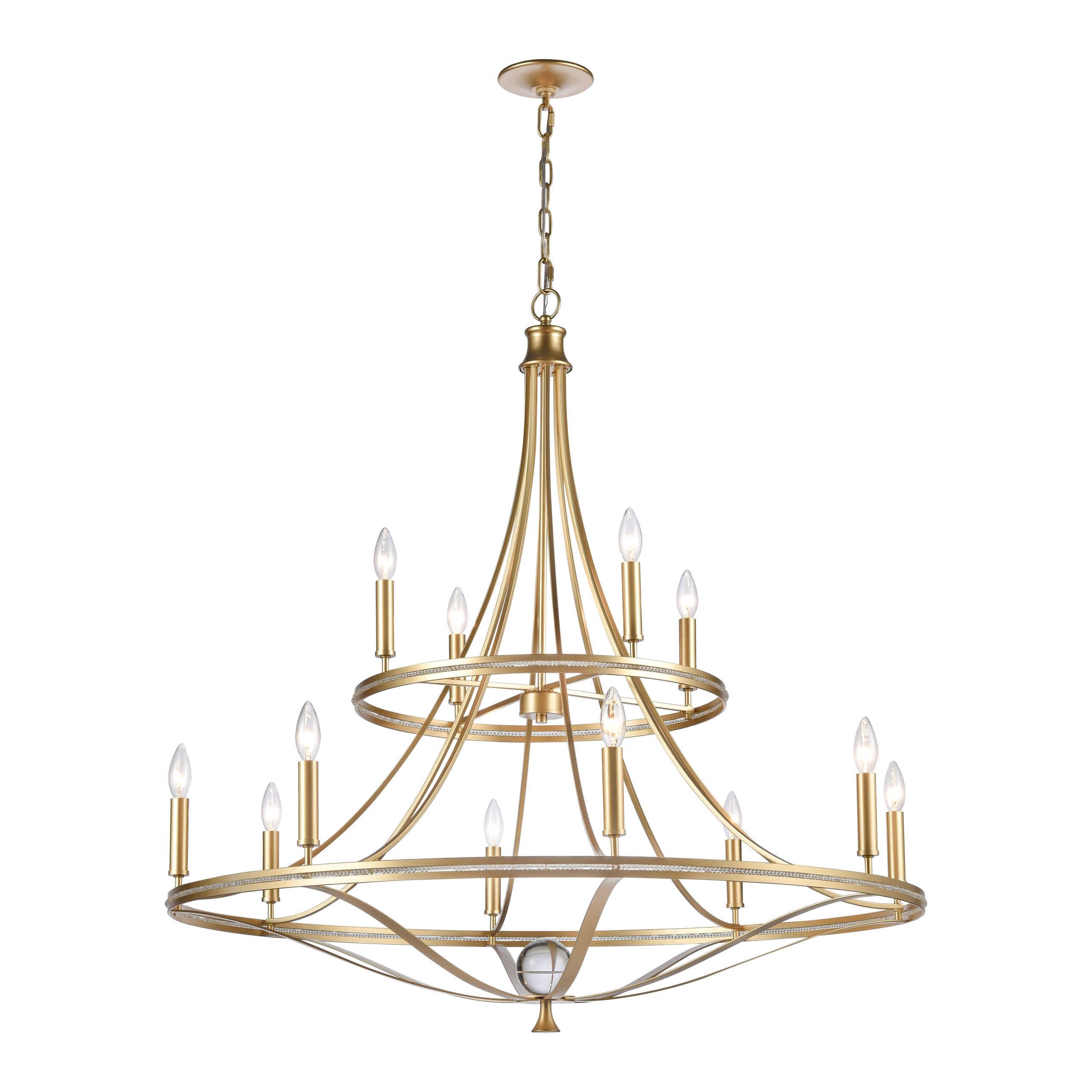 ELK SHOWROOM 69488/8+4 Noura 40” Wide 12-Light Chandelier – Champagne Gold