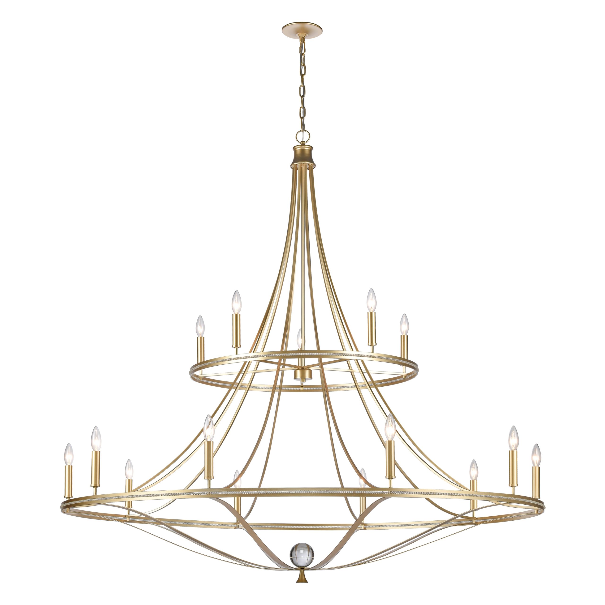 ELK SHOWROOM 69489/10+5 Noura 60” Wide 15-Light Chandelier – Champagne Gold