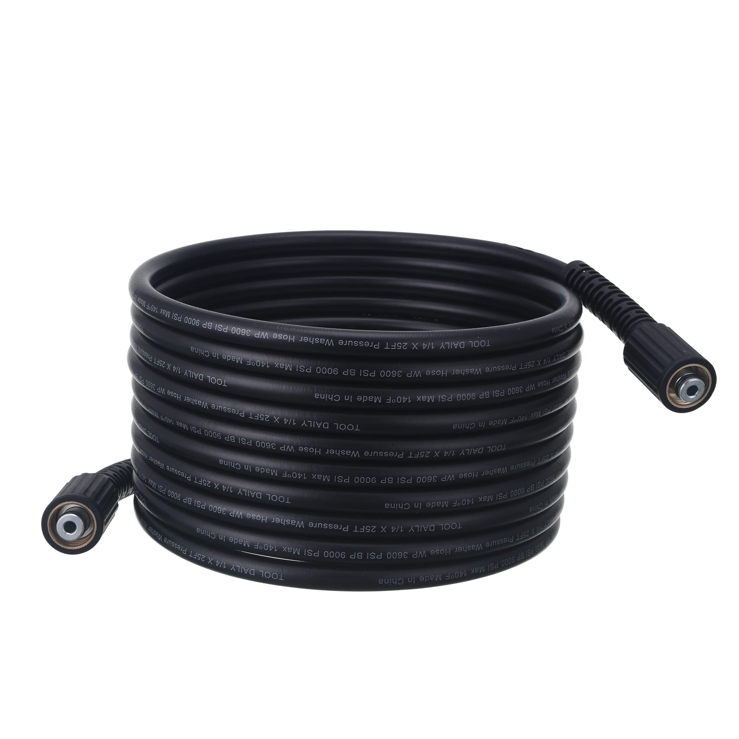 Tool Daily High Pressure Washer Hose, 25 FT X 1/4 Inch, 3600 PSI, M22 14mm, Replacement Power Washer Hose for Most Brands