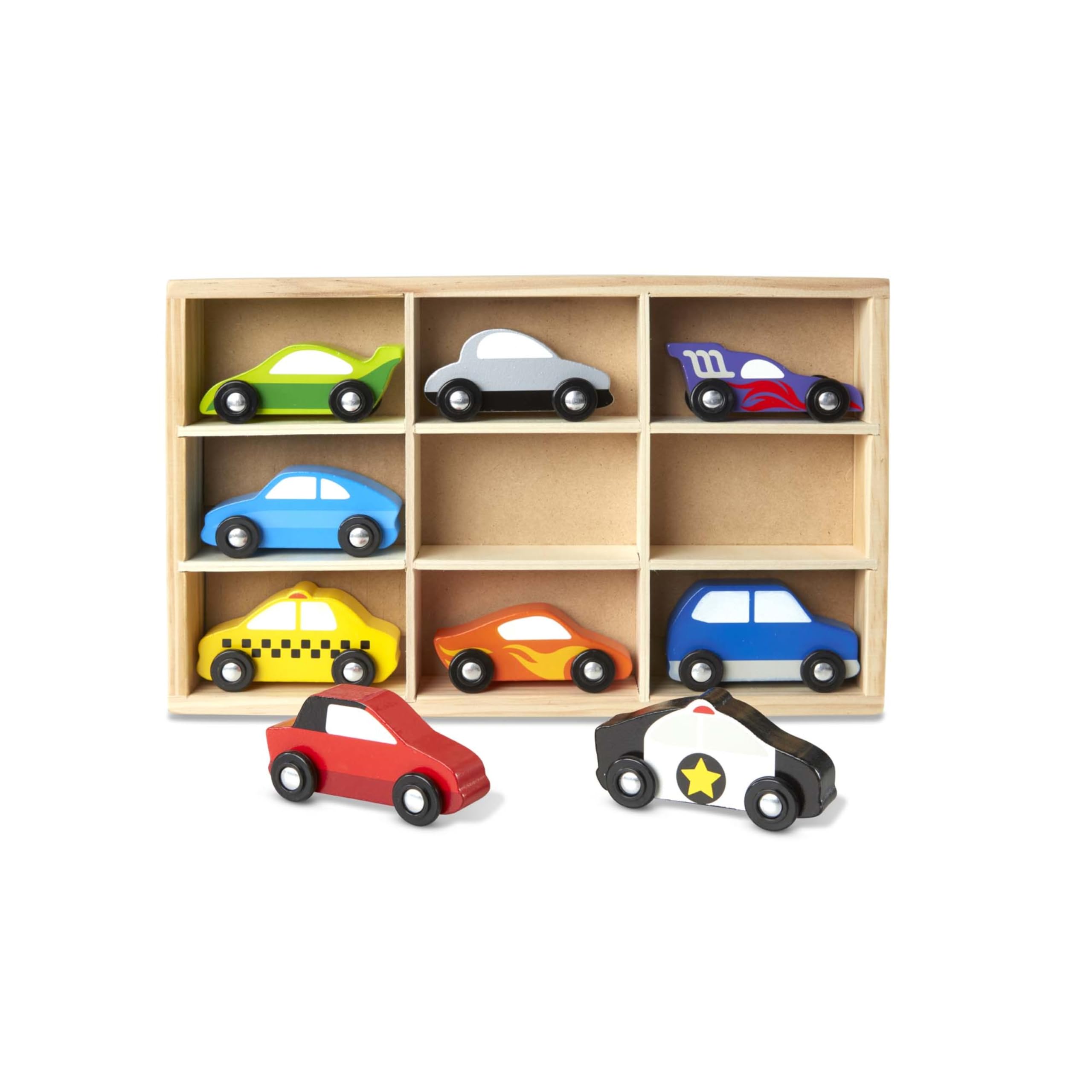 Melissa & Doug Wooden Cars Vehicle Set in Wooden Tray – Toys For Toddlers And Kids Ages 3+