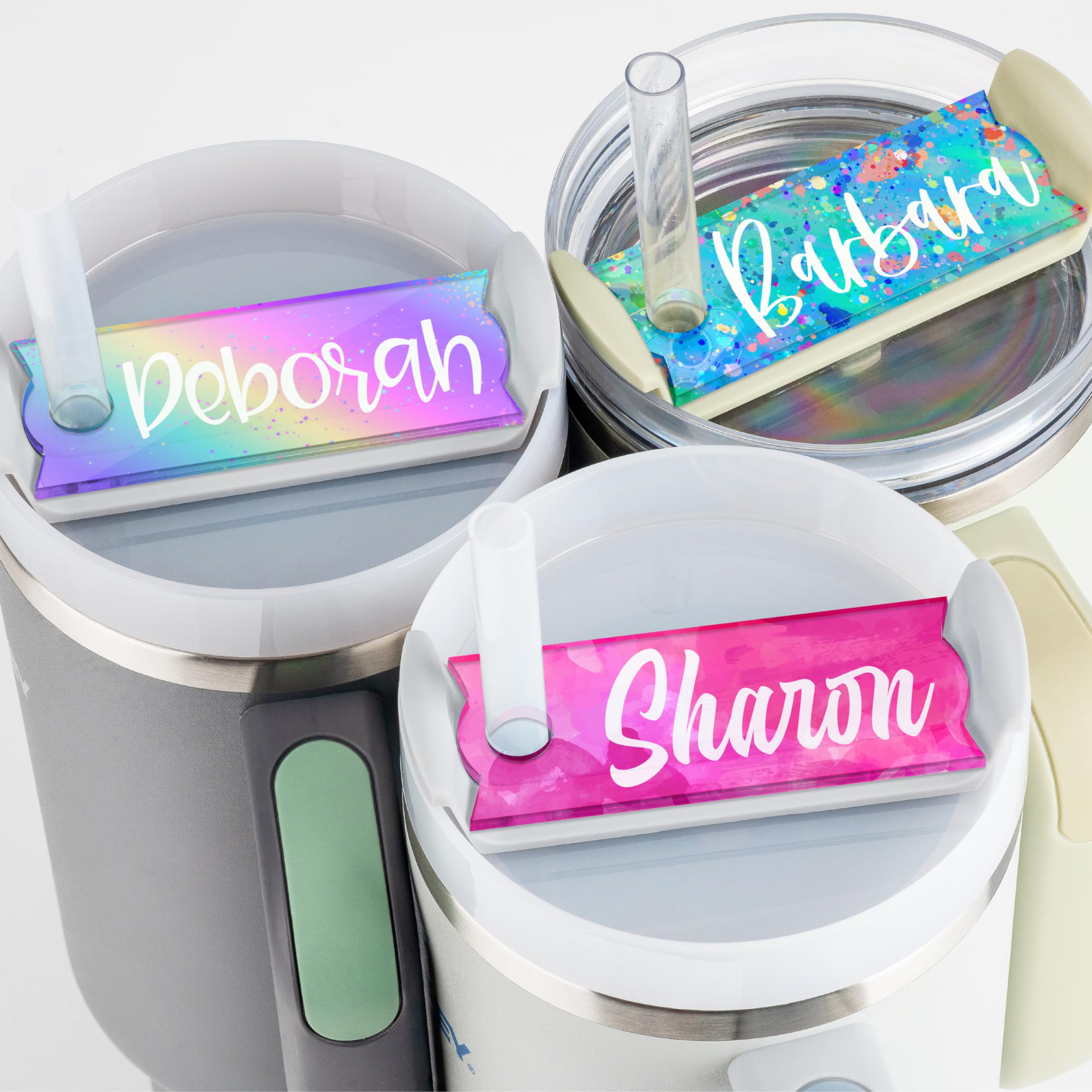 Personalized Stanley Tumbler Name Plates – Colorful – Custom Name Tag for 20 30 40 Oz Tumblers, Tumbler Lid Topper – Ideal Stanley Cup ID Accessories