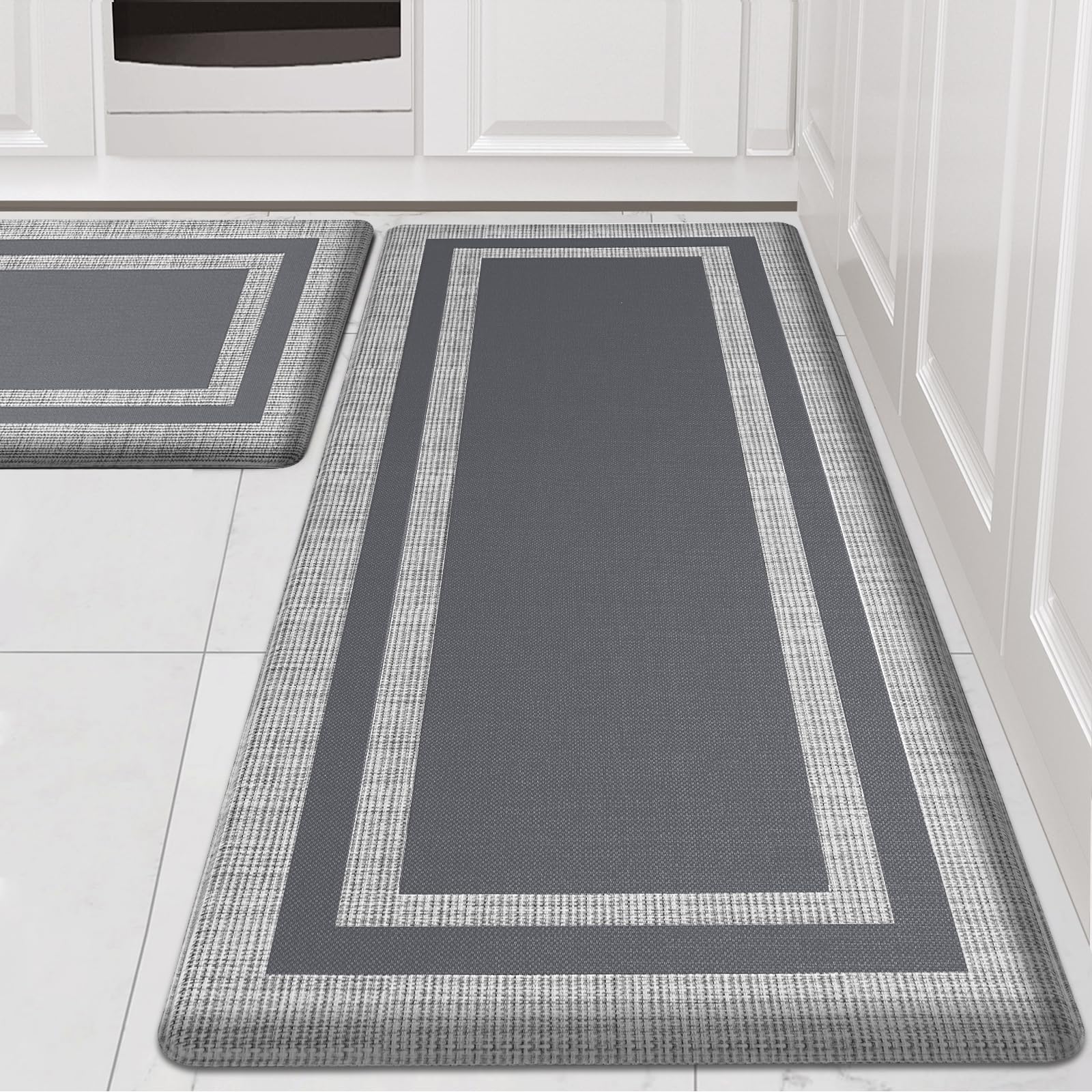 Latida Kitchen Mats 2 PCS, Cushioned Anti Fatigue Kitchen Mat for Floor, Non Slip Waterproof Kitchen Rug Set, 1/2 Inch Thick Comfort Anti Fatigue Mat