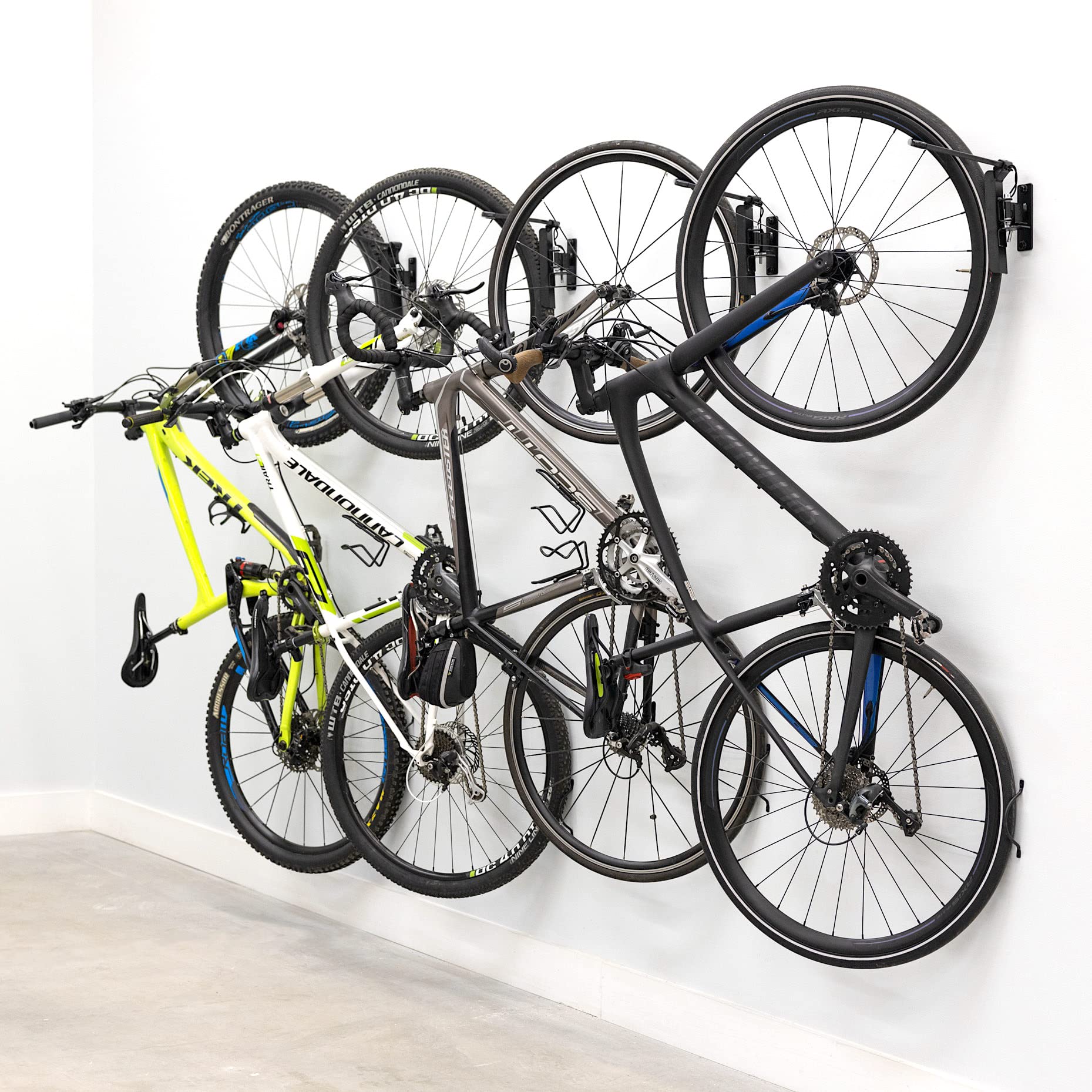 StoreYourBoard Swivel Bike Wall Rack, 4 Pack Garage Hanger Hook, Swing 90 Degrees, Vertical Bike Hanger Hook for Indoor, Bicycle Storage, Space