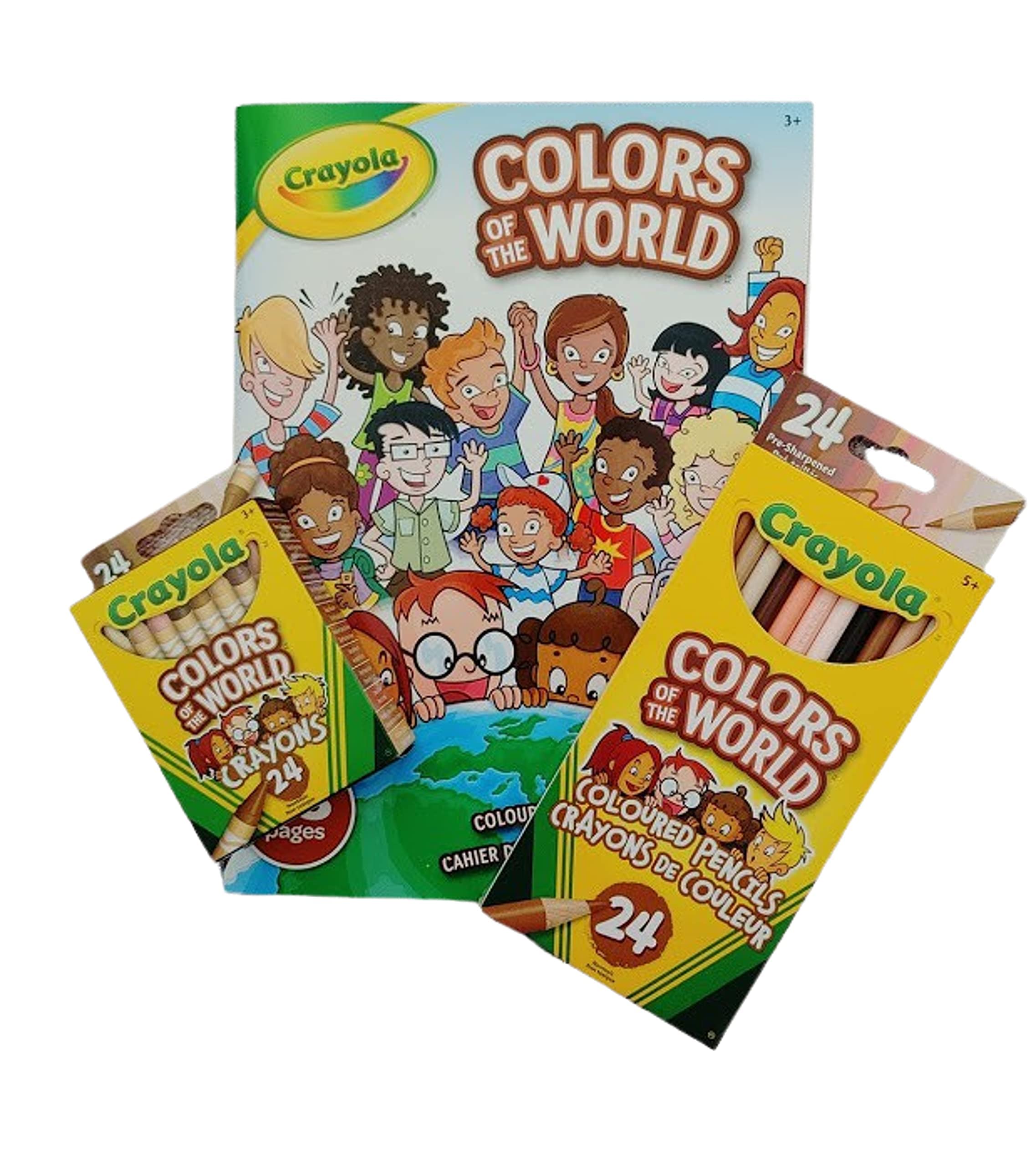 Crayola – Colors of the World Bundle – 24 Crayons + 24 Pencil Crayons + 48 pg Coloring Book – Great for kids of all ages.